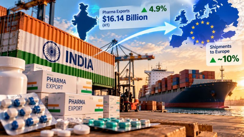 India’s Pharma Exports Rise 4.9% to $16.14 Billion in H1 FY27 as Europe Shipments Grow Nearly 10%