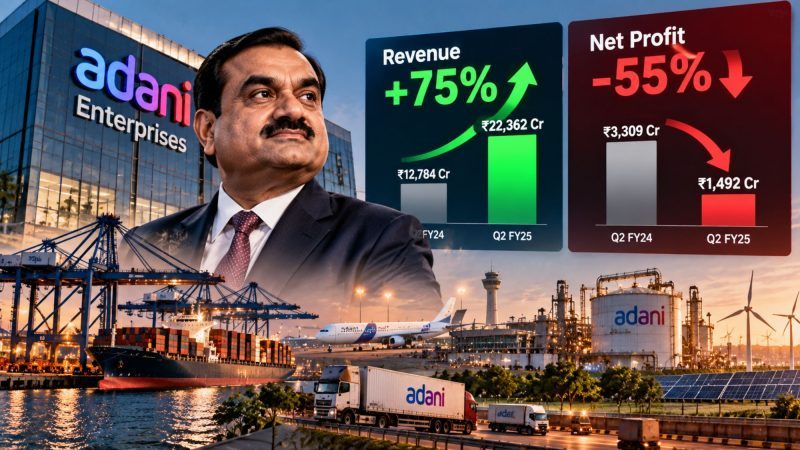 Adani Enterprises Q2 Results: Net Profit Falls 55% to ₹1,492 Crore as Revenue Jumps 75%