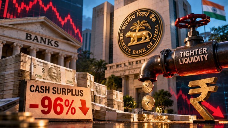 India’s Bank Cash Surplus Plunges 96% as RBI Tightens Liquidity to Defend Rupee