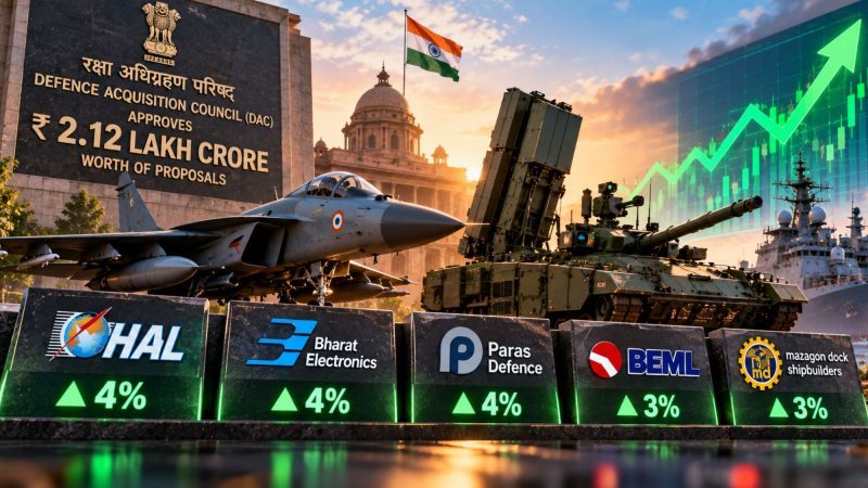 HAL, BEL, Paras Defence Stocks Rise Up to 4% After DAC Clears ₹2.12 Lakh Crore Defence Proposals