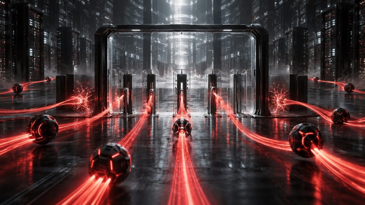 Red agent paths pass through a control gate, illustrating OpenClaw Enterprise governance