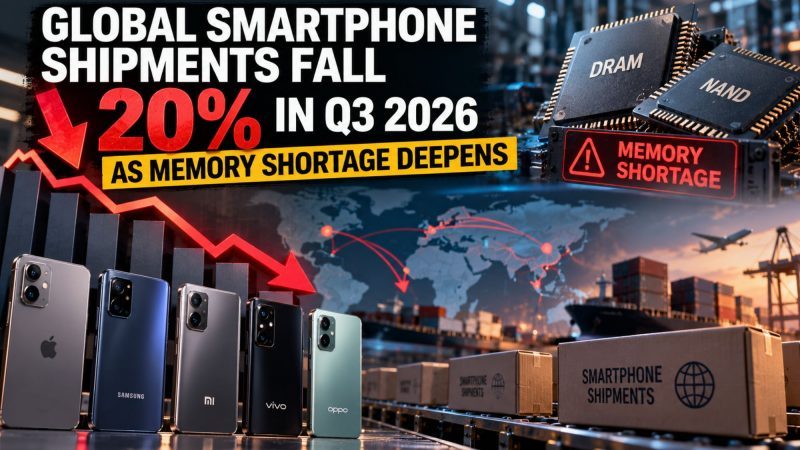 Global Smartphone Shipments Fall 20% in Q3 2026 as Memory Shortage Deepens