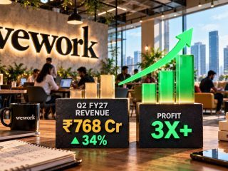 WeWork India’s Q2 FY27 Revenue Rises 34% to ₹768 Crore as Net Profit Jumps Over 3X
