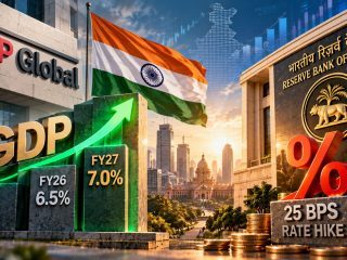 S&P Hikes India FY27 GDP Forecast to 7%, Sees 25 Bps RBI Rate Hike