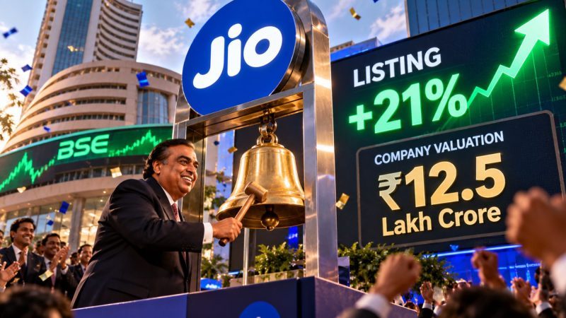 Jio Platforms Lists at 21% Premium, Valuing Company at ₹12.5 Lakh Crore