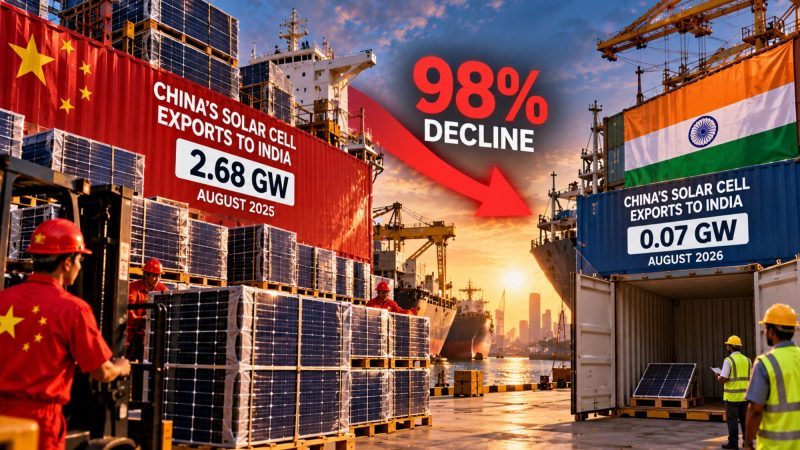 China’s Solar Module Imports to India Plunge 98% as Domestic Manufacturing Rules Reshape Trade