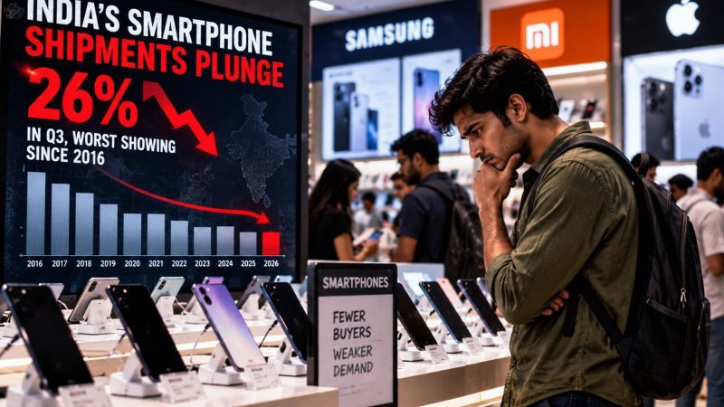 India’s Smartphone Shipments Fall 26% in Q3 2026 to Decade Low