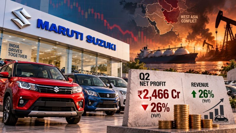 Maruti Suzuki Q2 Results: Net Profit Falls 26% to ₹2,466 Crore as West Asia Conflict Hits Margins Despite Record Sales