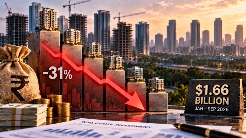 India Real Estate Private Equity Investment Falls 31% to $1.66 Billion in January–September 2026