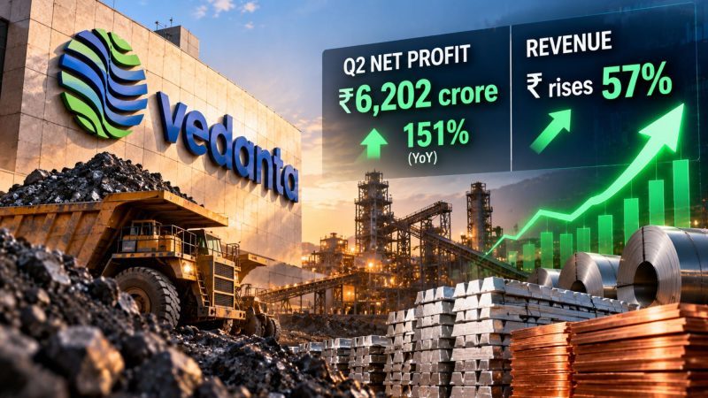 Vedanta Q2 Net Profit Jumps 151% to ₹6,202 Crore as Revenue Rises 57%