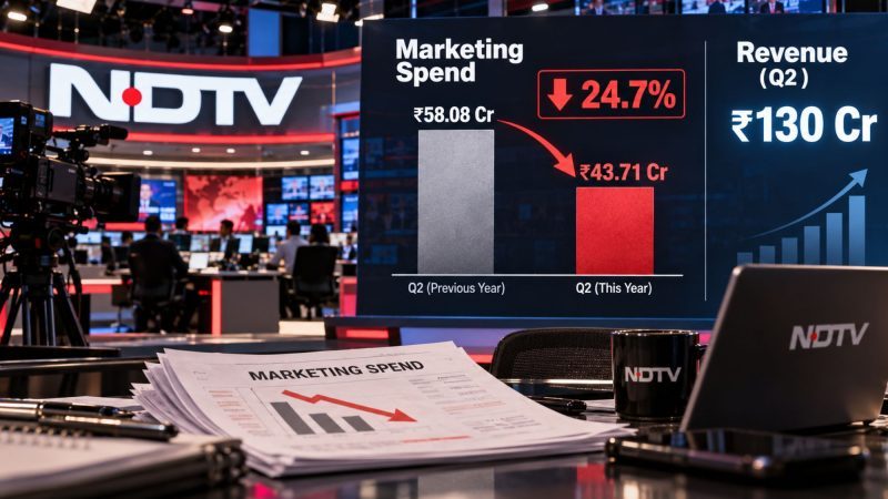 NDTV Cuts Q2 Marketing Spend 24.7% to ₹43.71 Crore as Revenue Reaches ₹129.47 Crore