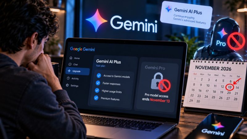 Gemini AI Plus Subscribers Lose Pro Model Access on November 13