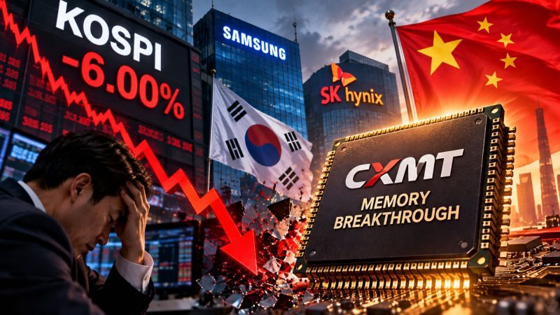 South Korea’s KOSPI Falls 6% as China’s CXMT Challenges Samsung and SK Hynix in Memory Chips