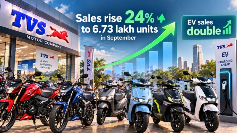 TVS Motor sales rise 24% to 6.73 lakh units in September; EV sales double