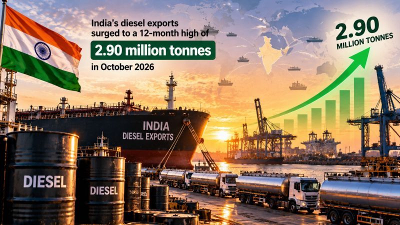 India’s Diesel Exports Surge to 2.90 Million Tonnes in October as Global Supply Tightens