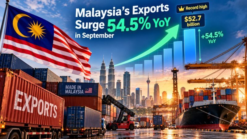 Malaysia’s Exports Surge 54.5% to Record $52.7 Billion in September, Fastest Growth Since 2021