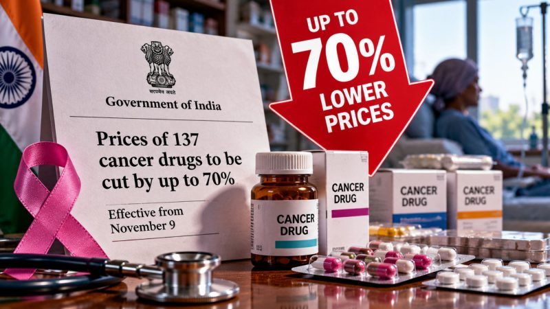 India to Cut Prices of 137 Cancer Drugs by Up to 70% From November 9