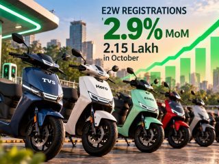 India’s Electric Two-Wheeler Registrations Rise 2.9% to 2.15 Lakh in October as TVS and Hero Gain Share